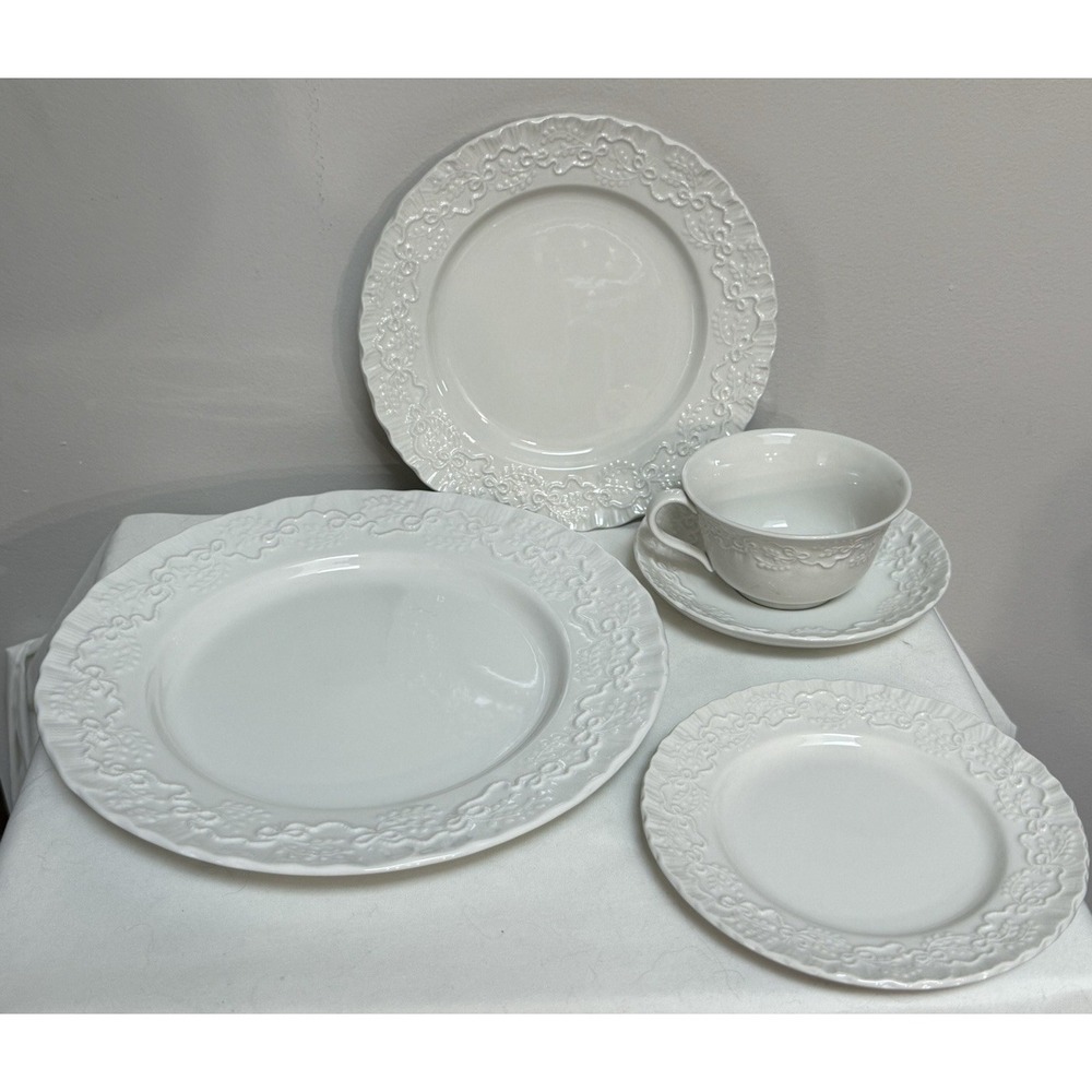 1989 Vtg Ralph Lauren Wedgewood Claire 5pc Setting Porcelain China Tableware